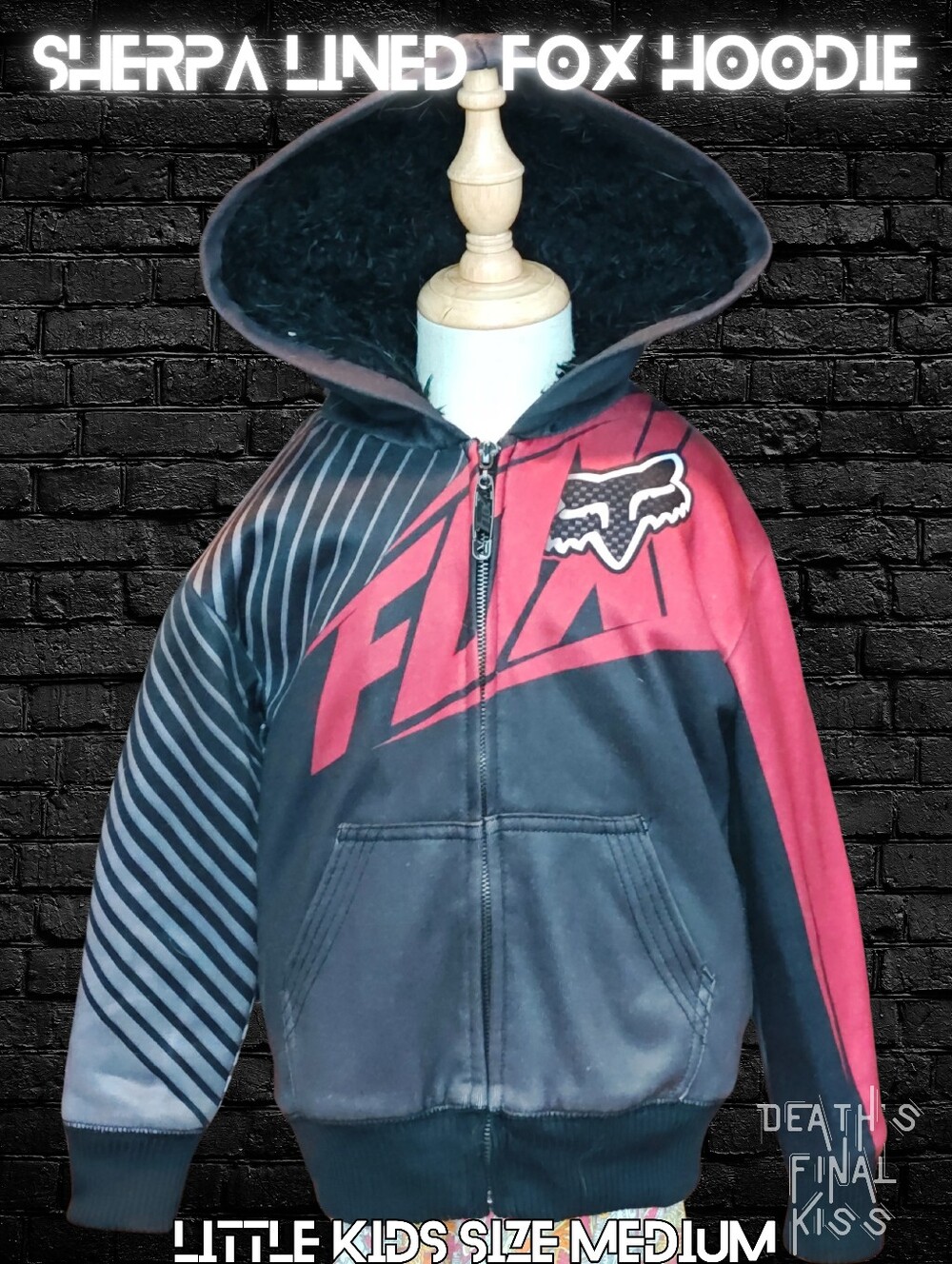 Fox Racing thick sherpa lined zip up hoodie little kids medium hooded sweatshirt